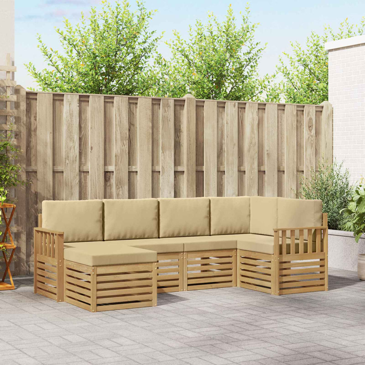 vidaXL Sofa-Sets 6 pcs Naturel Massief Acaciahout