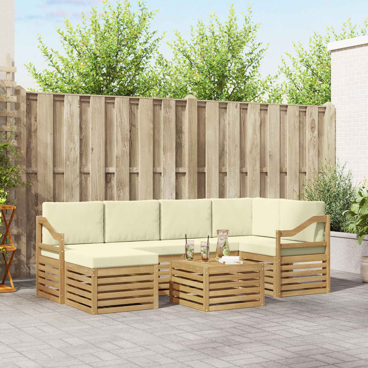 vidaXL Sofa-Sets Naturel Massief Acaciahout