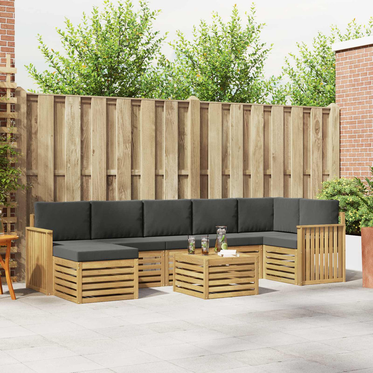 vidaXL Sofa-Sets 8 pcs Naturel Massief Acaciahout