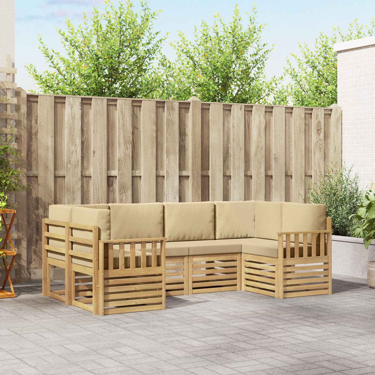 vidaXL Sofa-Sets 6 pcs Naturel Massief Acaciahout