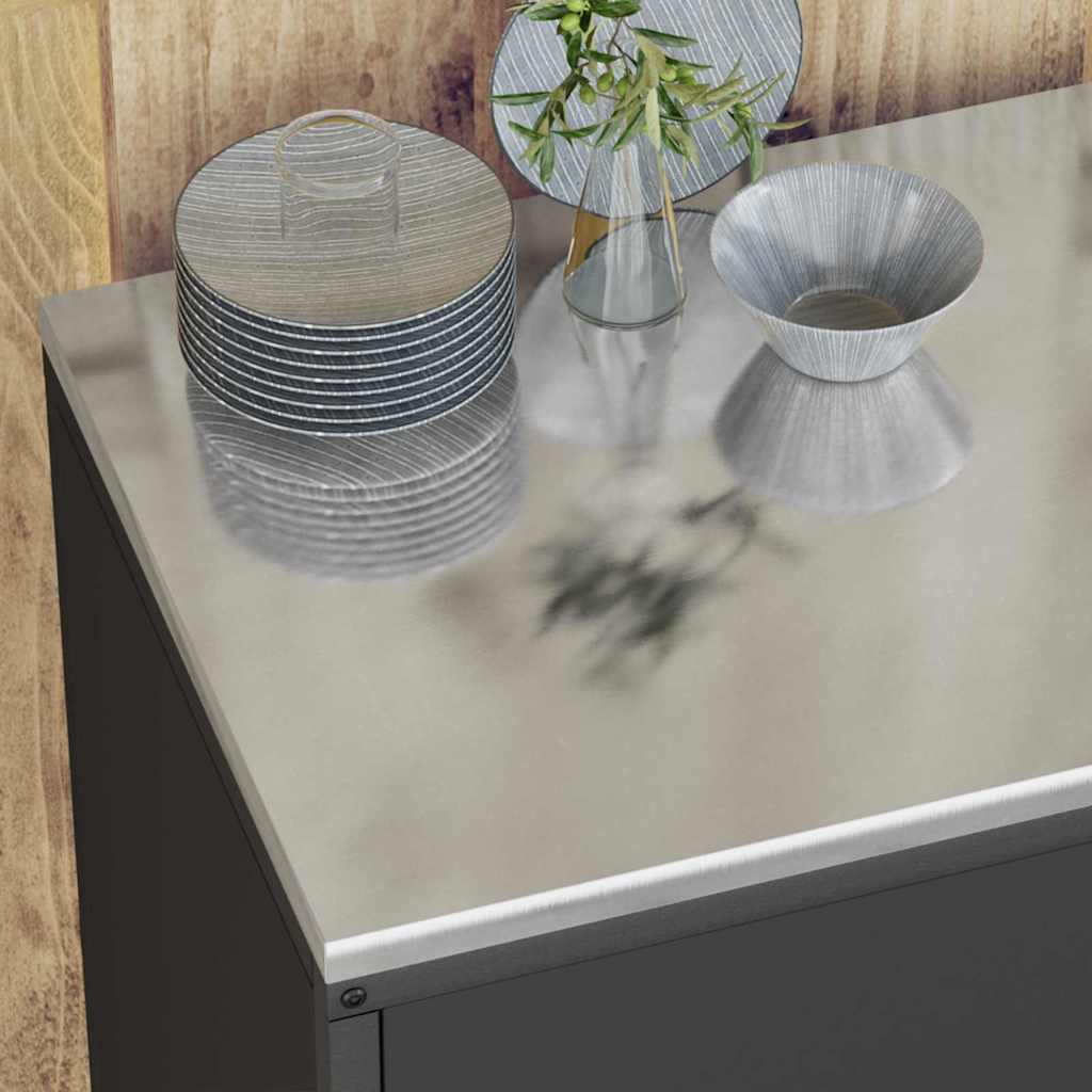 vidaXL Keukenopslag set 3 pcs Zwart 210 x 50 x 92 cm Koudgewalst staal