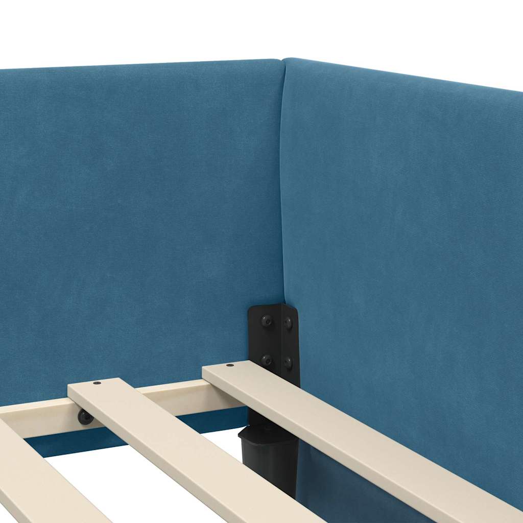 vidaXL Hoekbedframe met Matras Anders 2 pcs Blauw Fluweel