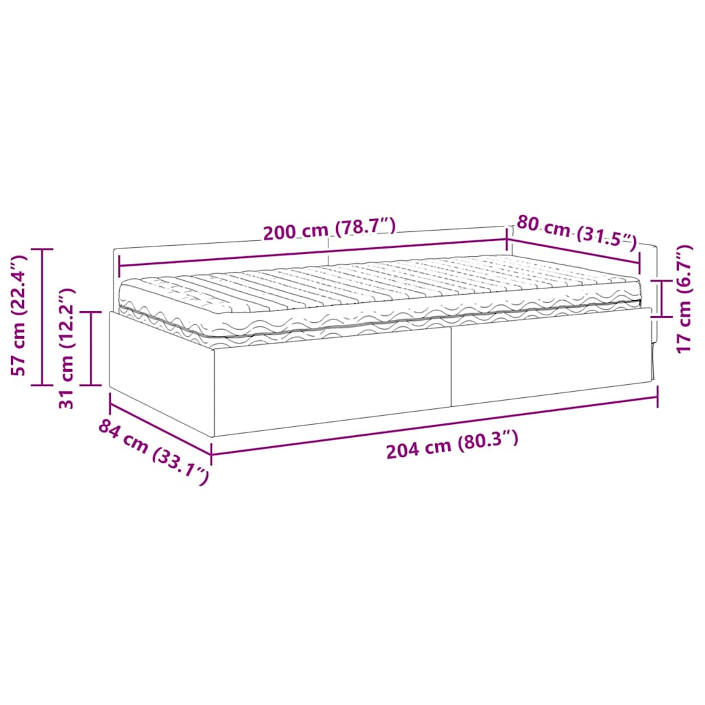 vidaXL Hoekbedframe met Matras Anders 2 pcs Blauw Fluweel