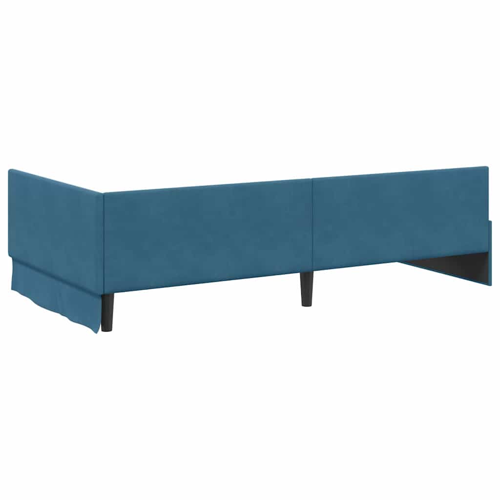 vidaXL Hoekbedframe met Matras Anders 2 pcs Blauw Fluweel