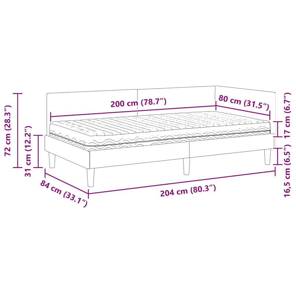 vidaXL Hoekbedframe met Matras Anders 2 pcs Lichtgrijs Stof