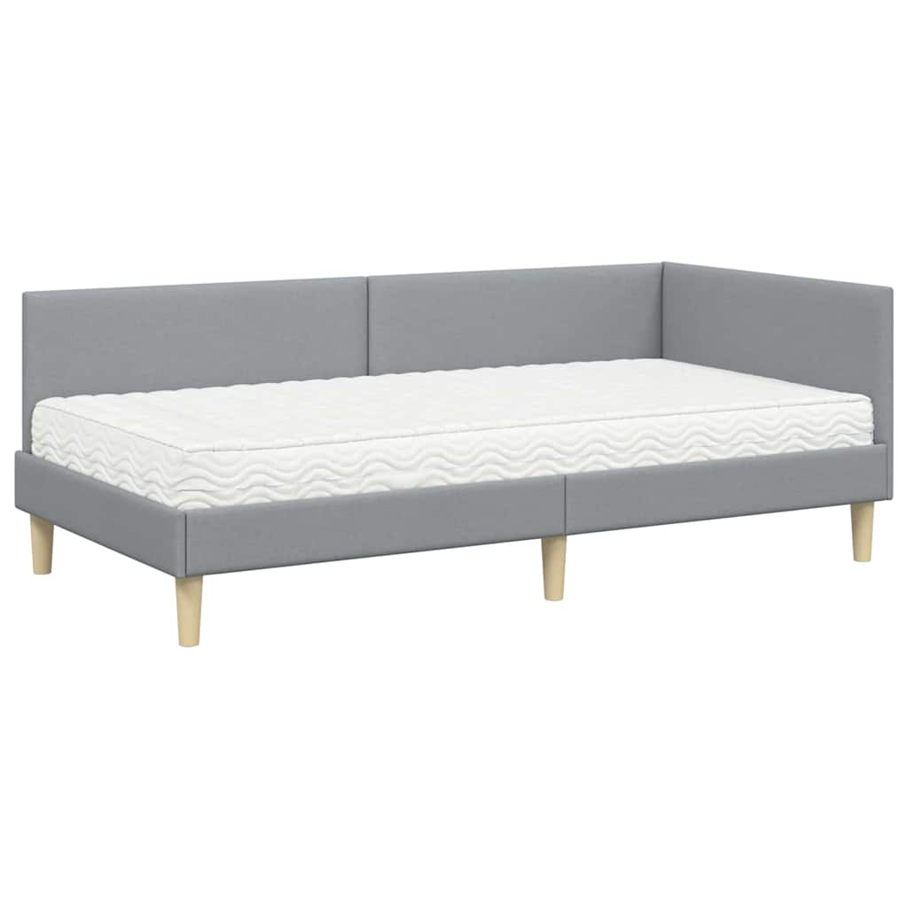 vidaXL Hoekbedframe met Matras Anders 2 pcs Lichtgrijs Stof