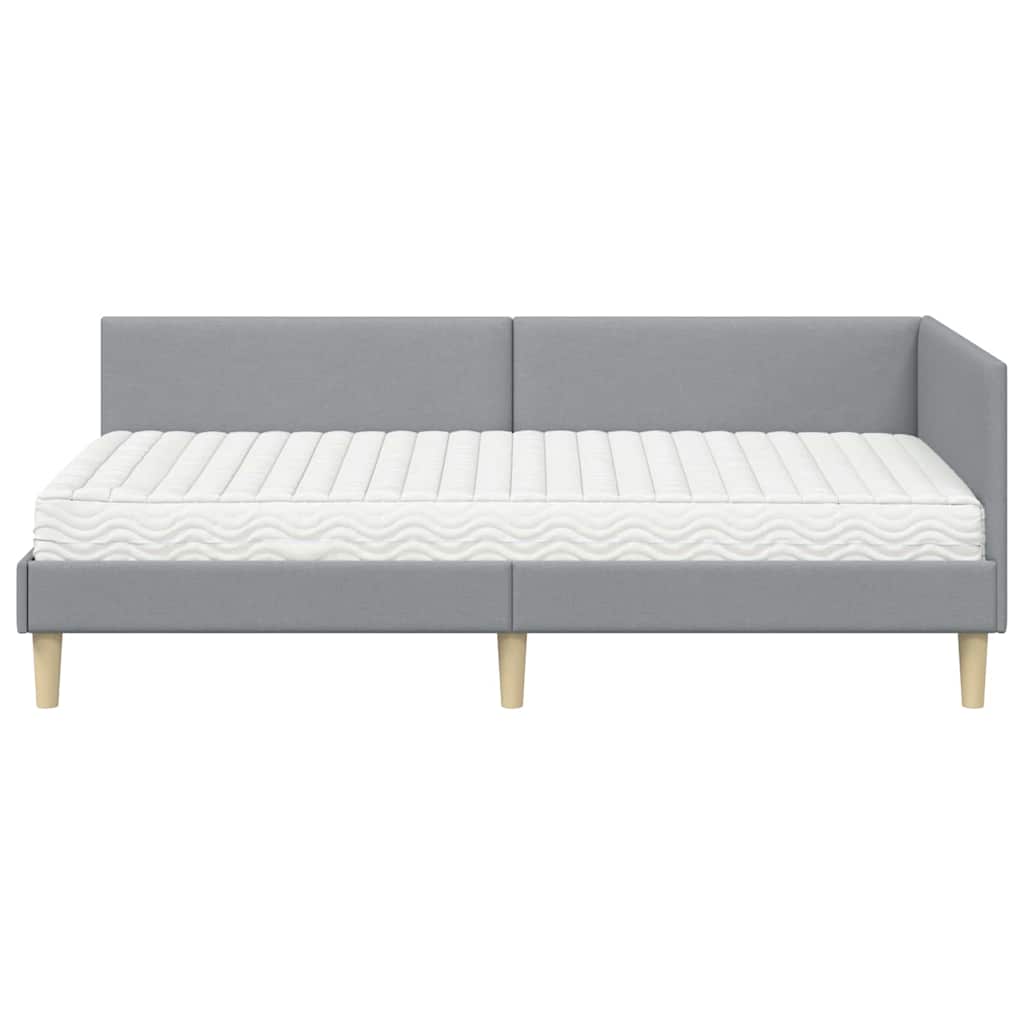 vidaXL Hoekbedframe met Matras Anders 2 pcs Lichtgrijs Stof