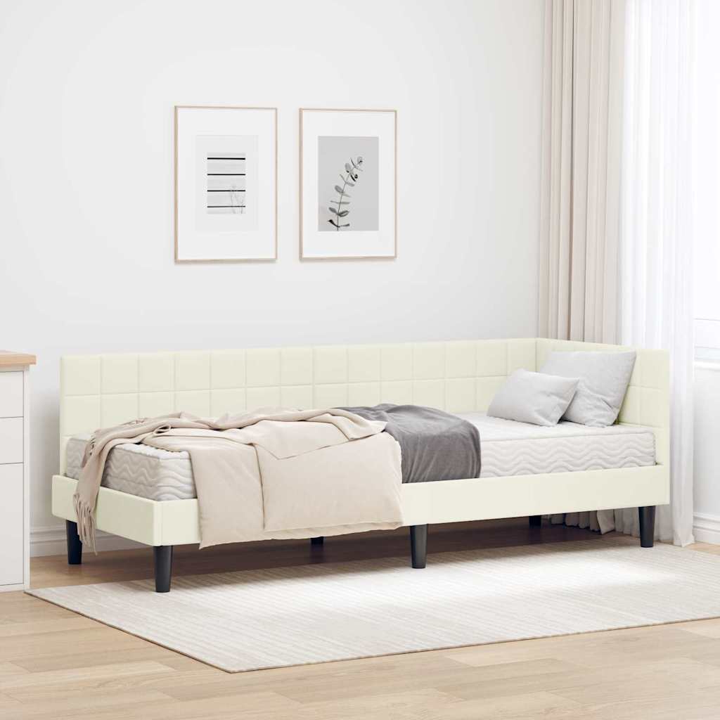 vidaXL Hoekbedframe met Matras met hoofdeinde 2 pcs Blauw Fluweel