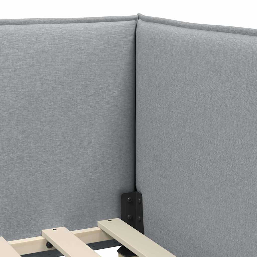 vidaXL Hoekbedframe met Matras met hoofdeinde 2 pcs Lichtgrijs Fluweel