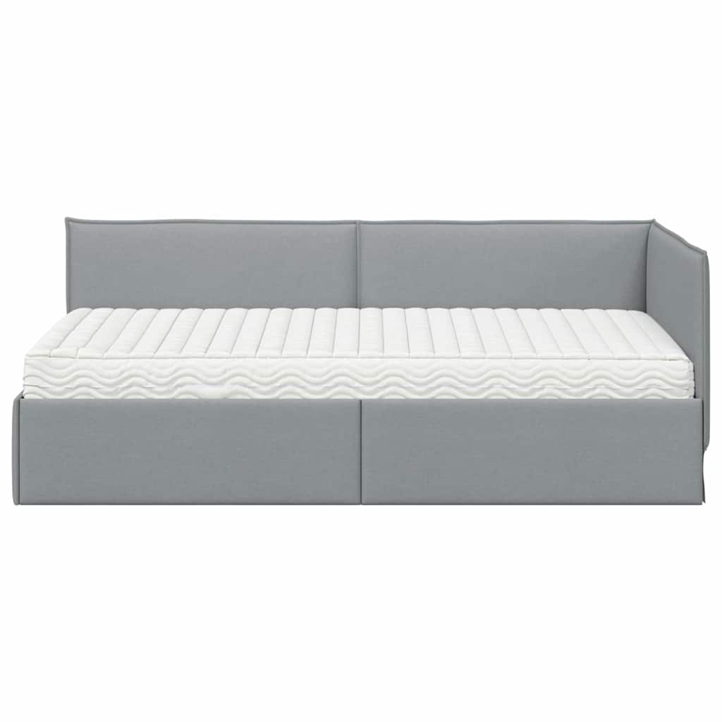 vidaXL Hoekbedframe met Matras met hoofdeinde 2 pcs Lichtgrijs Fluweel