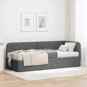 vidaXL Hoekbedframe met matras Donkergrijs 80 x 200 cm Stof