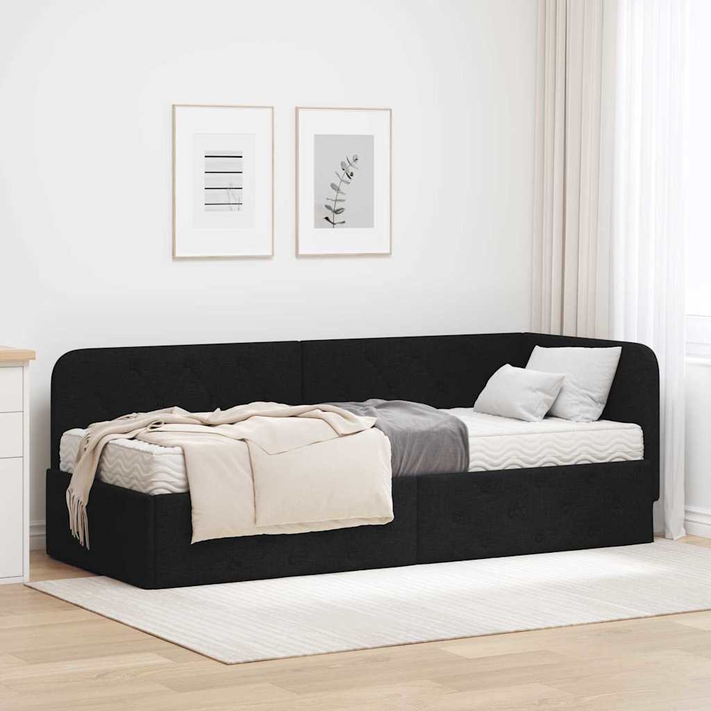 vidaXL Hoekbedframe met matras Donkergrijs 80 x 200 cm Stof