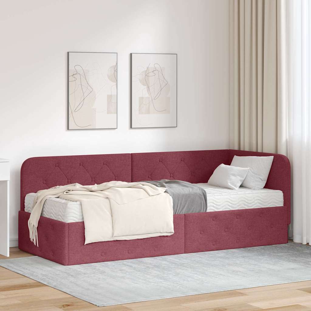 vidaXL Hoekbedframe met matras Donkergrijs 80 x 200 cm Stof