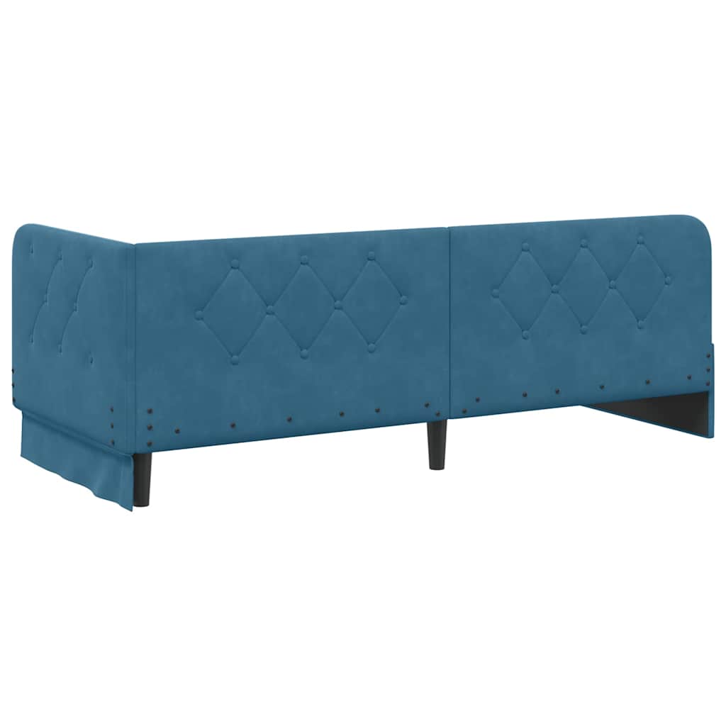 vidaXL Hoekbedframe met matras Blauw 80 x 200 cm Fluweel