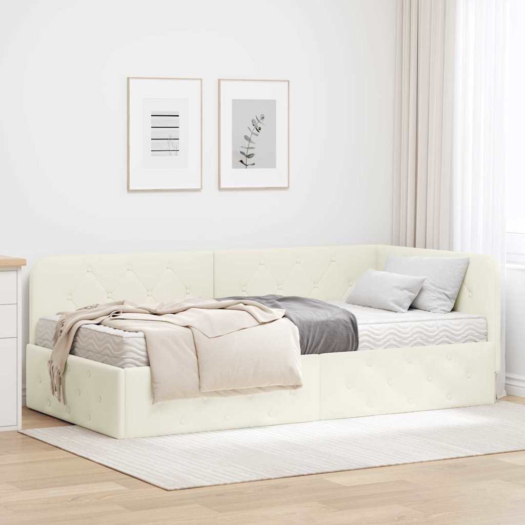 vidaXL Hoekbedframe met matras Blauw 80 x 200 cm Fluweel