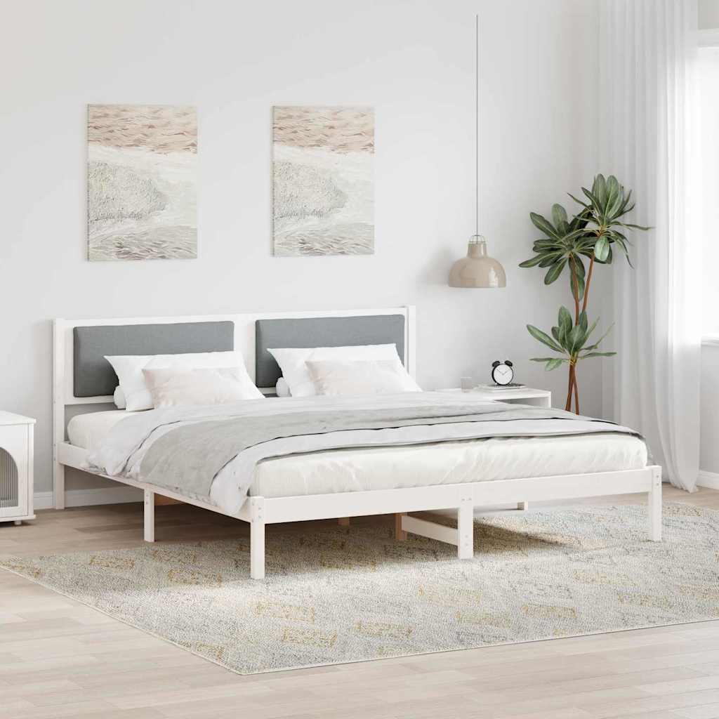 vidaXL Bedframe Lichtgrijs 200 x 200 cm Massief grenenhout