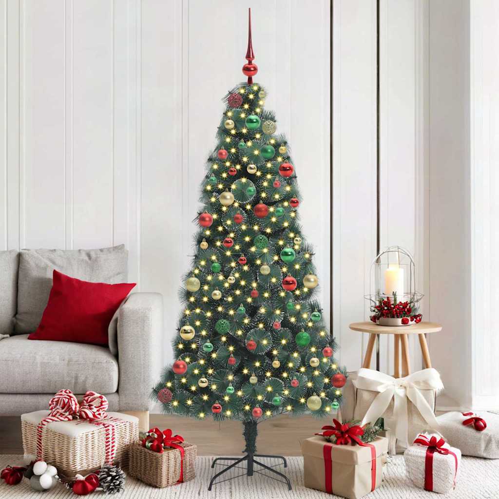 vidaXL Kunstmatige Kerstboom LED & Ballenset Groen 150 cm PET