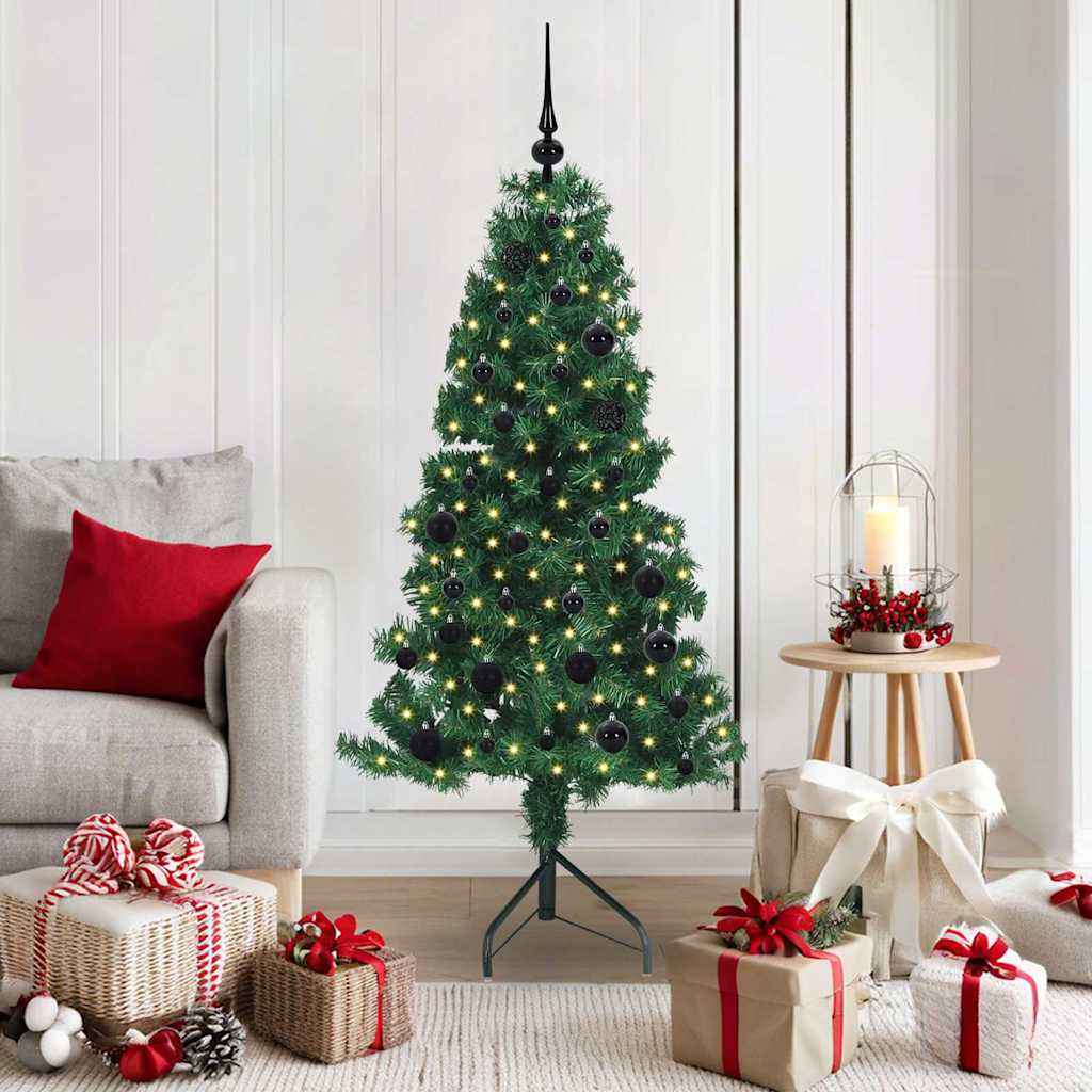 vidaXL Hoek Kunstkerstboom met 150 LED Groen 150 cm PVC en Metaal