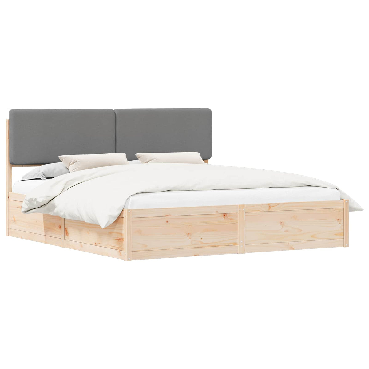 vidaXL Bedframe met Gevoerd Hoofdgedeelte Lichtgrijs 200 x 200 cm