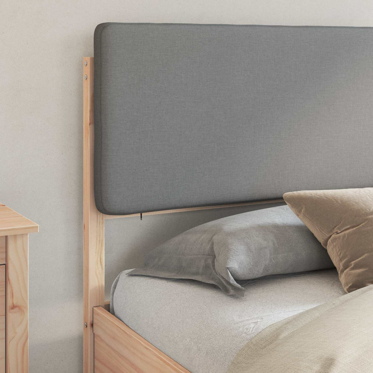 vidaXL Bedframe met Gevoerd Hoofdgedeelte Lichtgrijs 200 x 200 cm