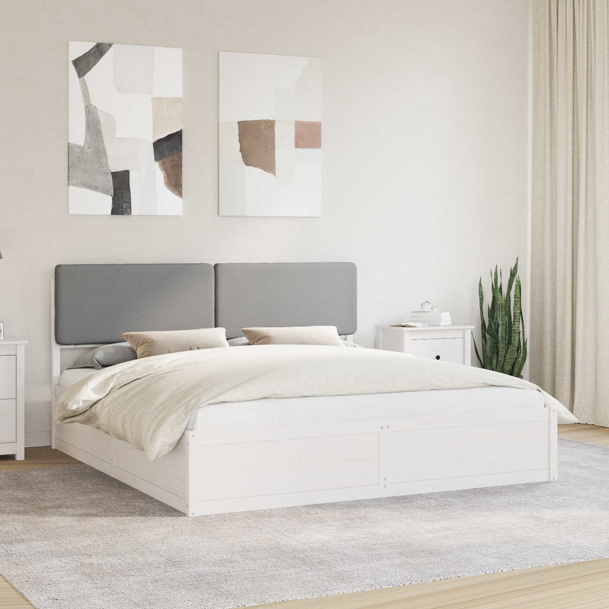 vidaXL Bedframe met Gevoerd Hoofdgedeelte Lichtgrijs 200 x 200 cm
