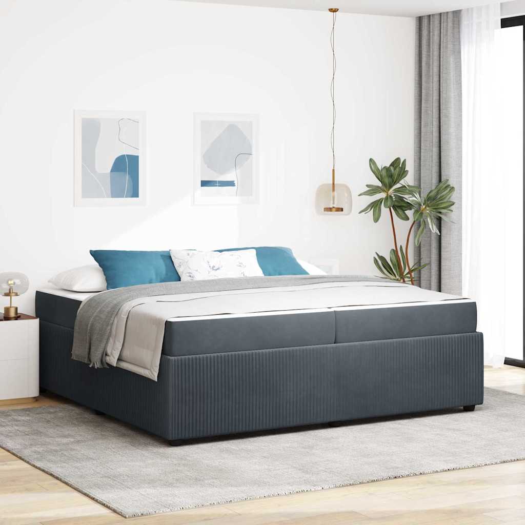 vidaXL Bedframe met matras Anders Donkergrijs 80 x 200 cm Fluweel