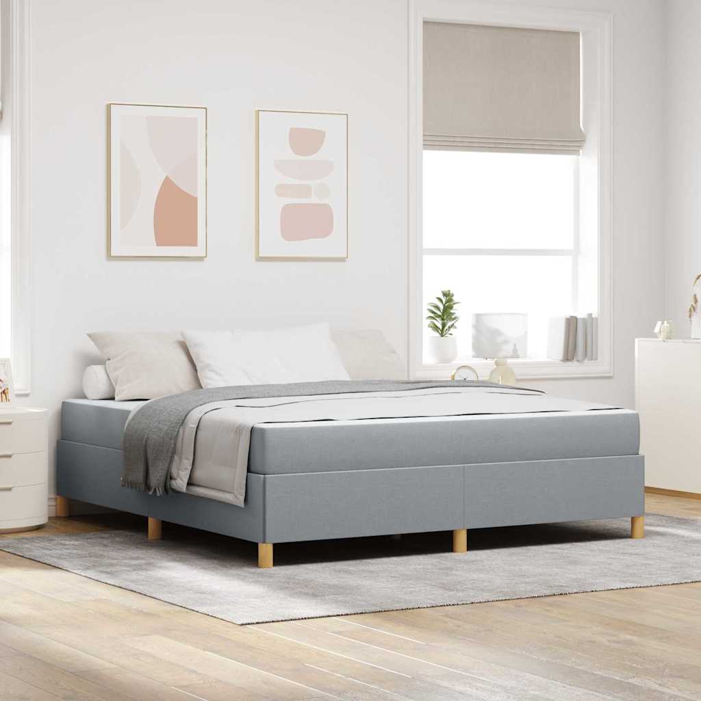 vidaXL Boxspring bed Lichtgrijs en Bruin en Wit 80 x 200 cm Stof