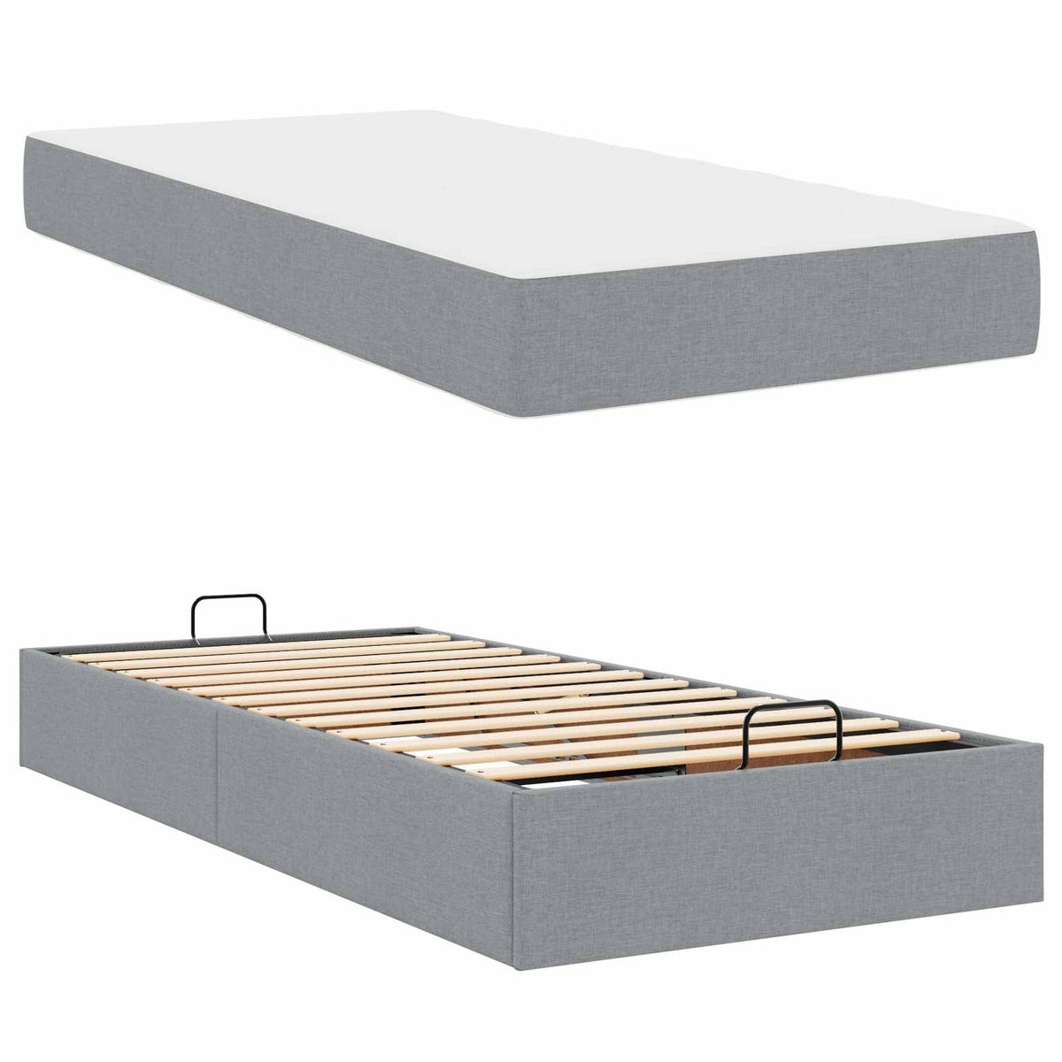 vidaXL Bedframe met matras Lichtgrijs 80 x 200 cm Stof