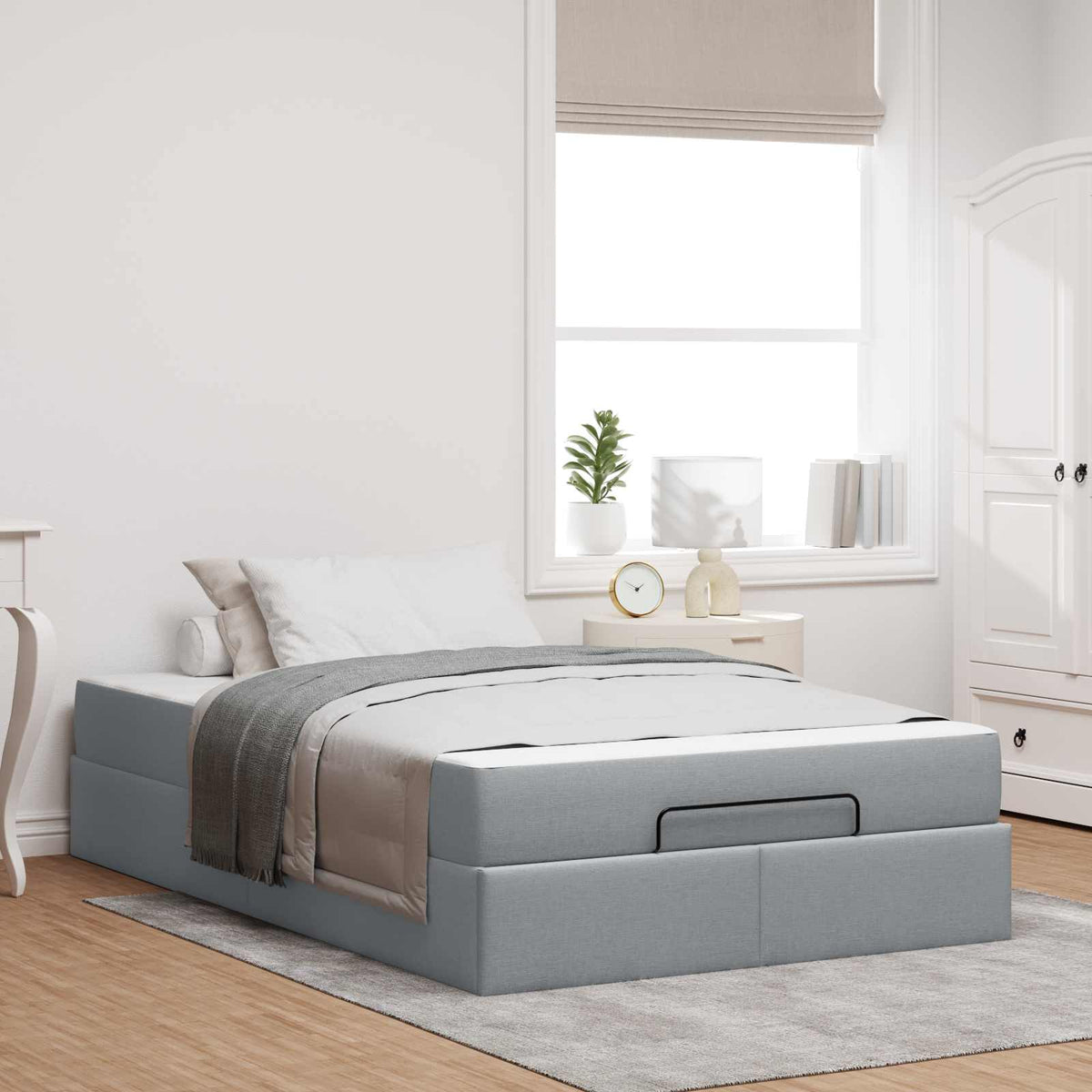 vidaXL Bedframe met matras Lichtgrijs 80 x 200 cm Stof