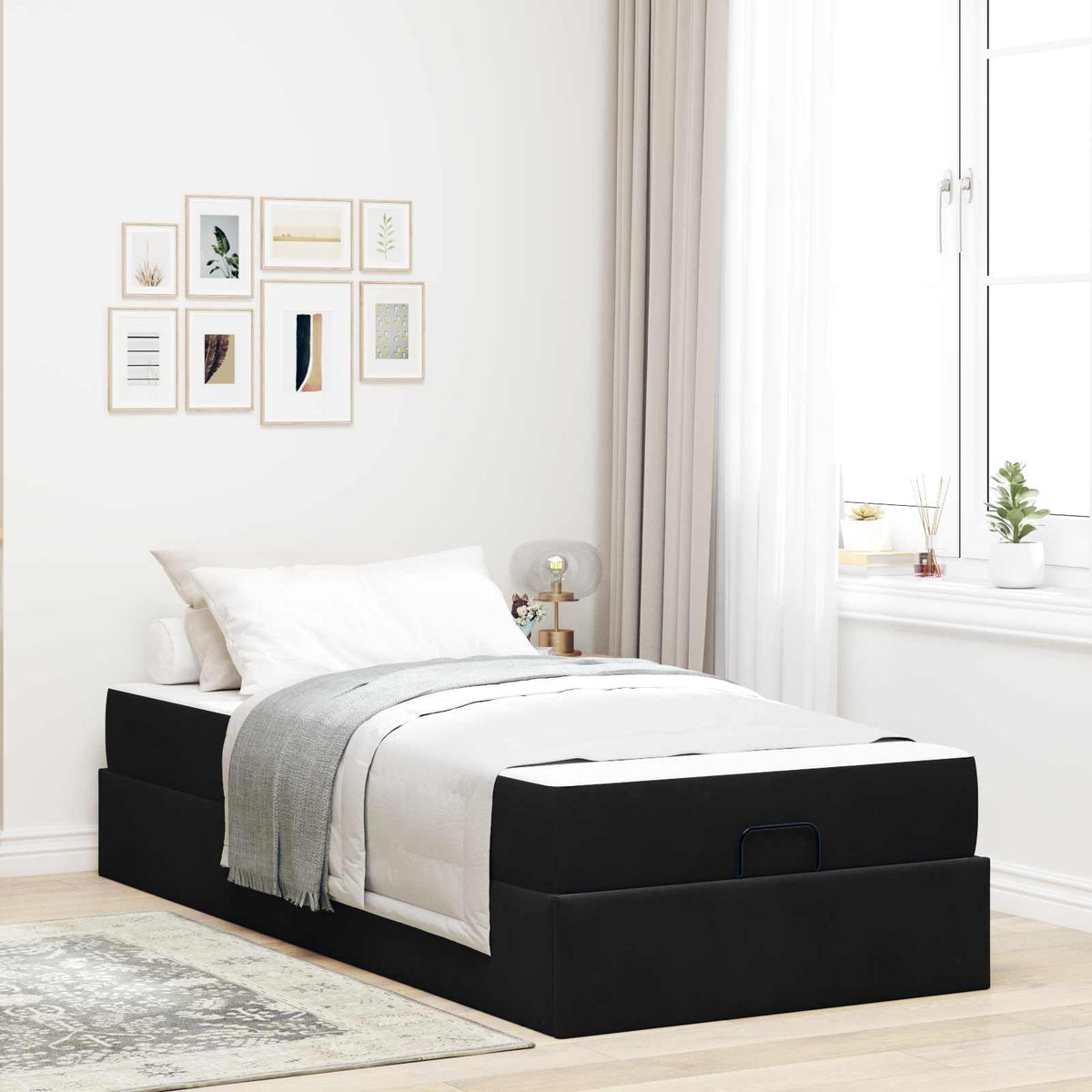 vidaXL Bedframe met matras met opslag Lichtgrijs 80 x 200 cm Fluweel