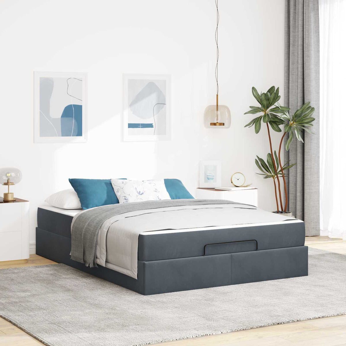 vidaXL Bedframe met matras met opslag Lichtgrijs 80 x 200 cm Fluweel