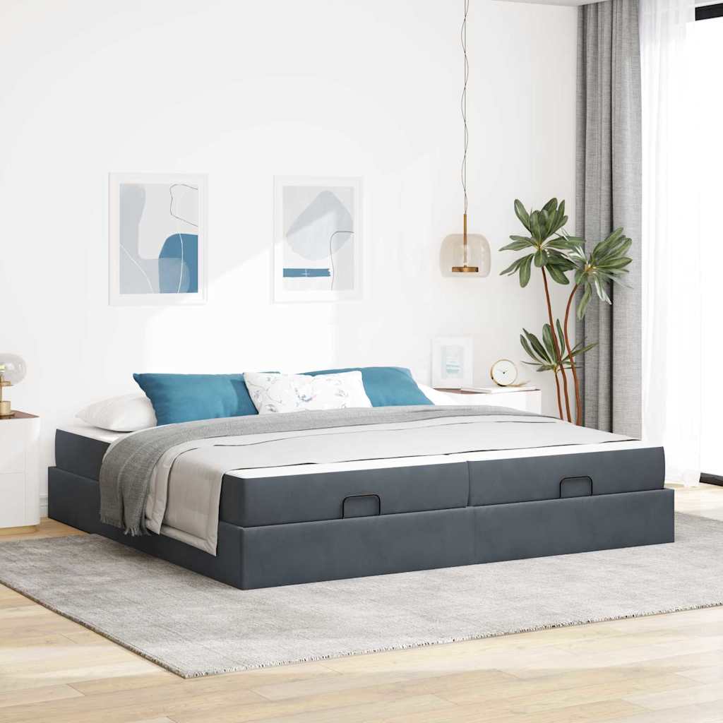 vidaXL Bedframe met matras met opslag Lichtgrijs 80 x 200 cm Fluweel