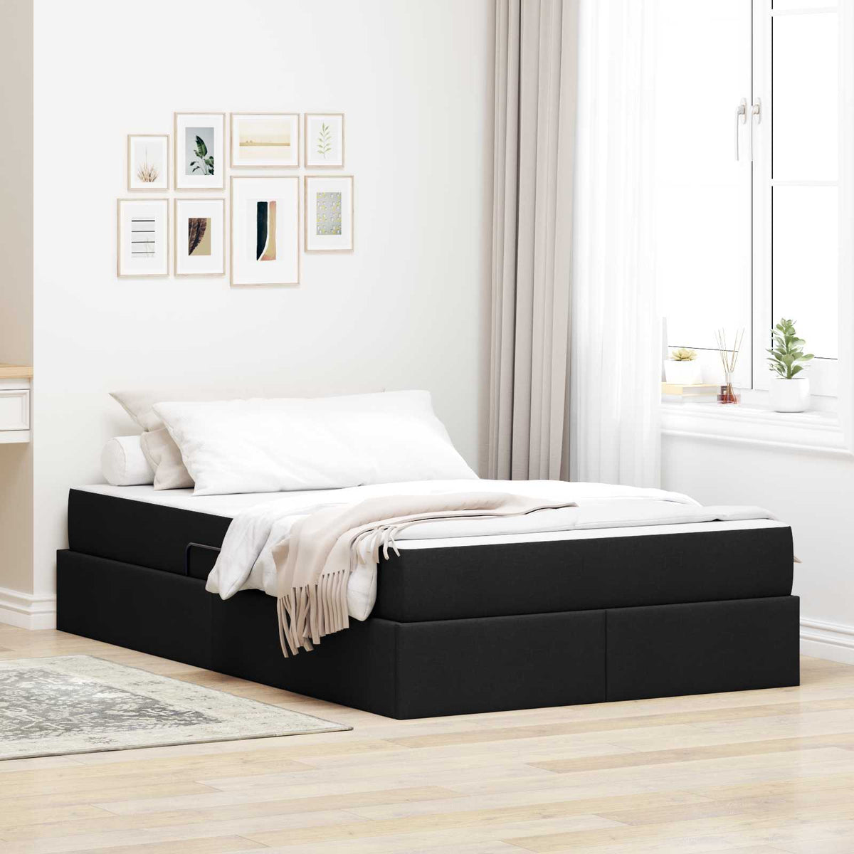 vidaXL Opbergbed met matras Lichtgrijs 120 x 190 cm Polyester