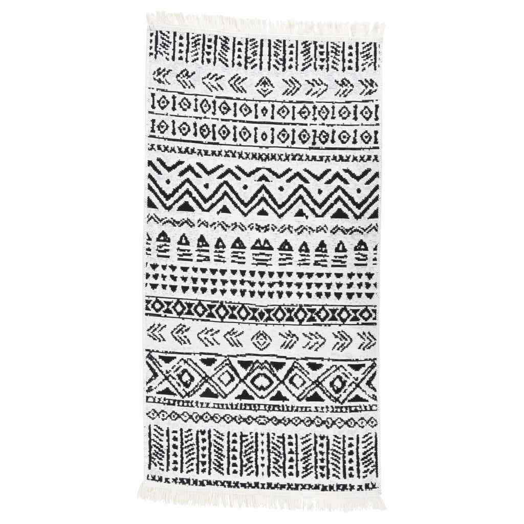 vidaXL Vloerkleed 80x150 cm katoen zwart en wit