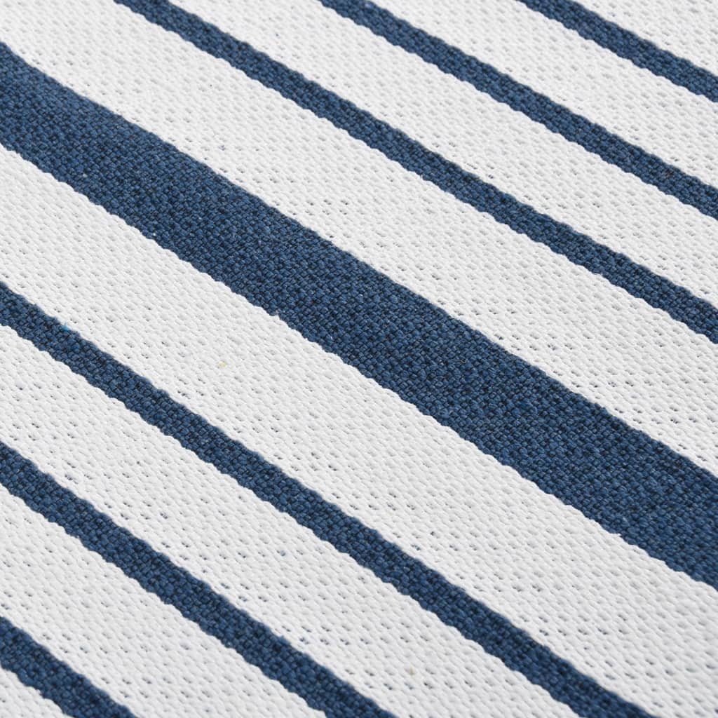 vidaXL Vloerkleed 80x150 cm katoen marineblauw