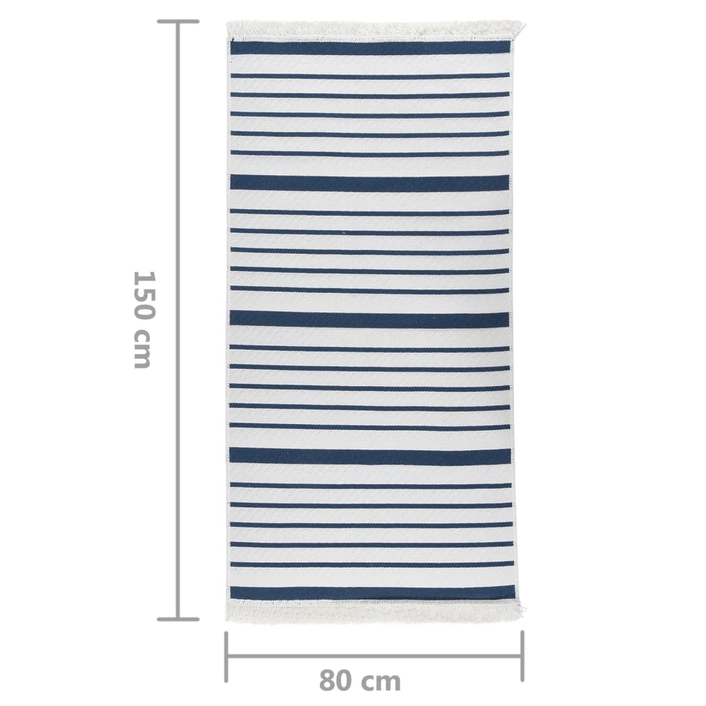 vidaXL Vloerkleed 80x150 cm katoen marineblauw