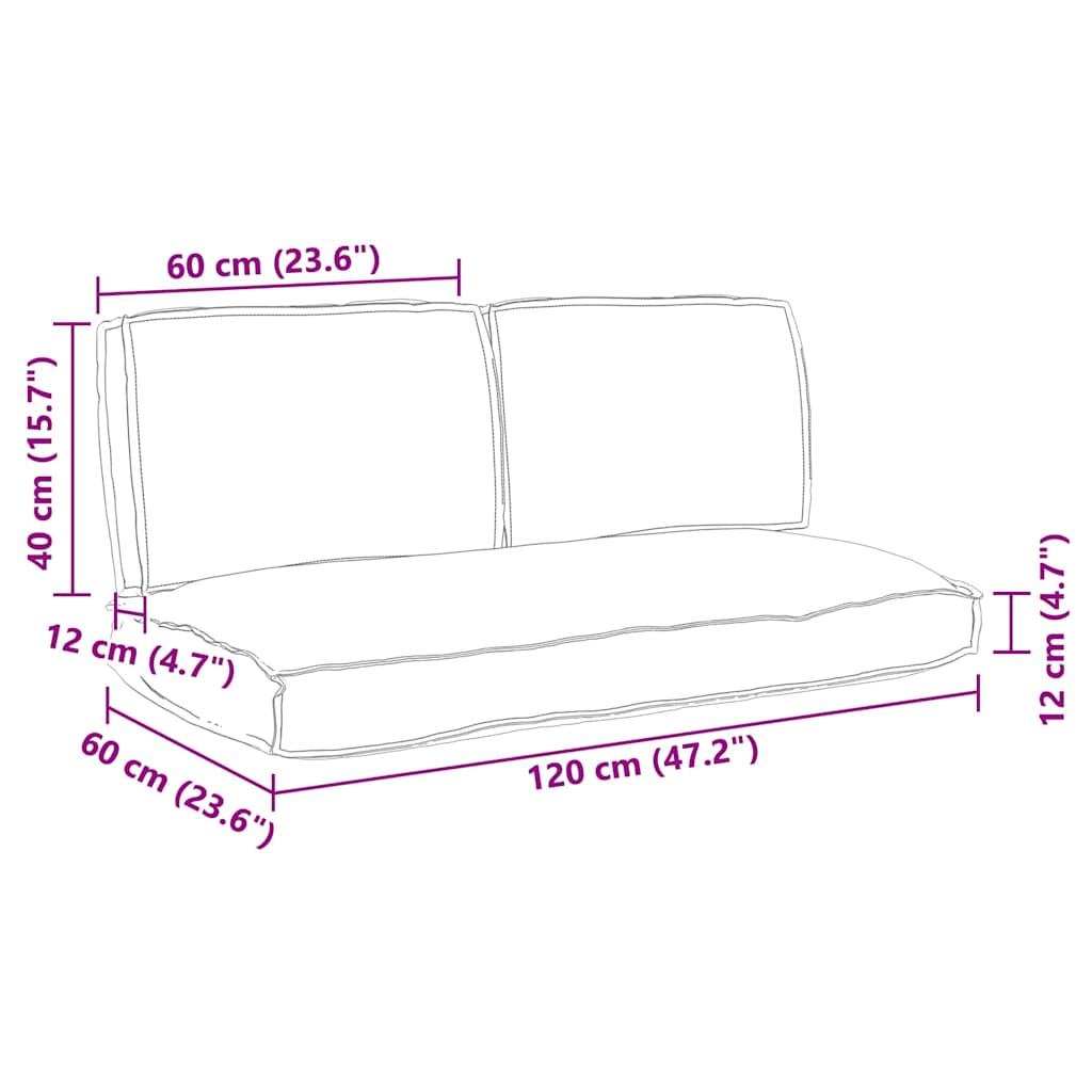 vidaXL Pallet Kussen Set 3 pcs Antraciet 120 x 60 x 12 cm Oxford stof