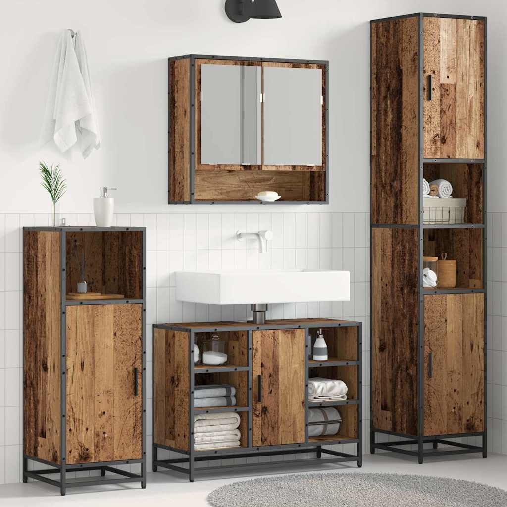 vidaXL Badkamerkast 35x37,5x188,5 cm hout en metaal sonoma eikenkleur - Aashly