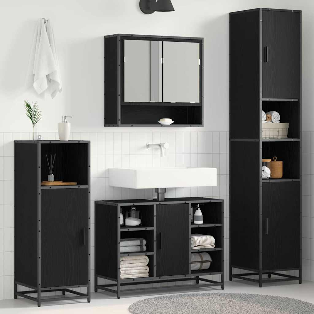 vidaXL Badkamerkast 35x37,5x188,5 cm hout en metaal sonoma eikenkleur - Aashly