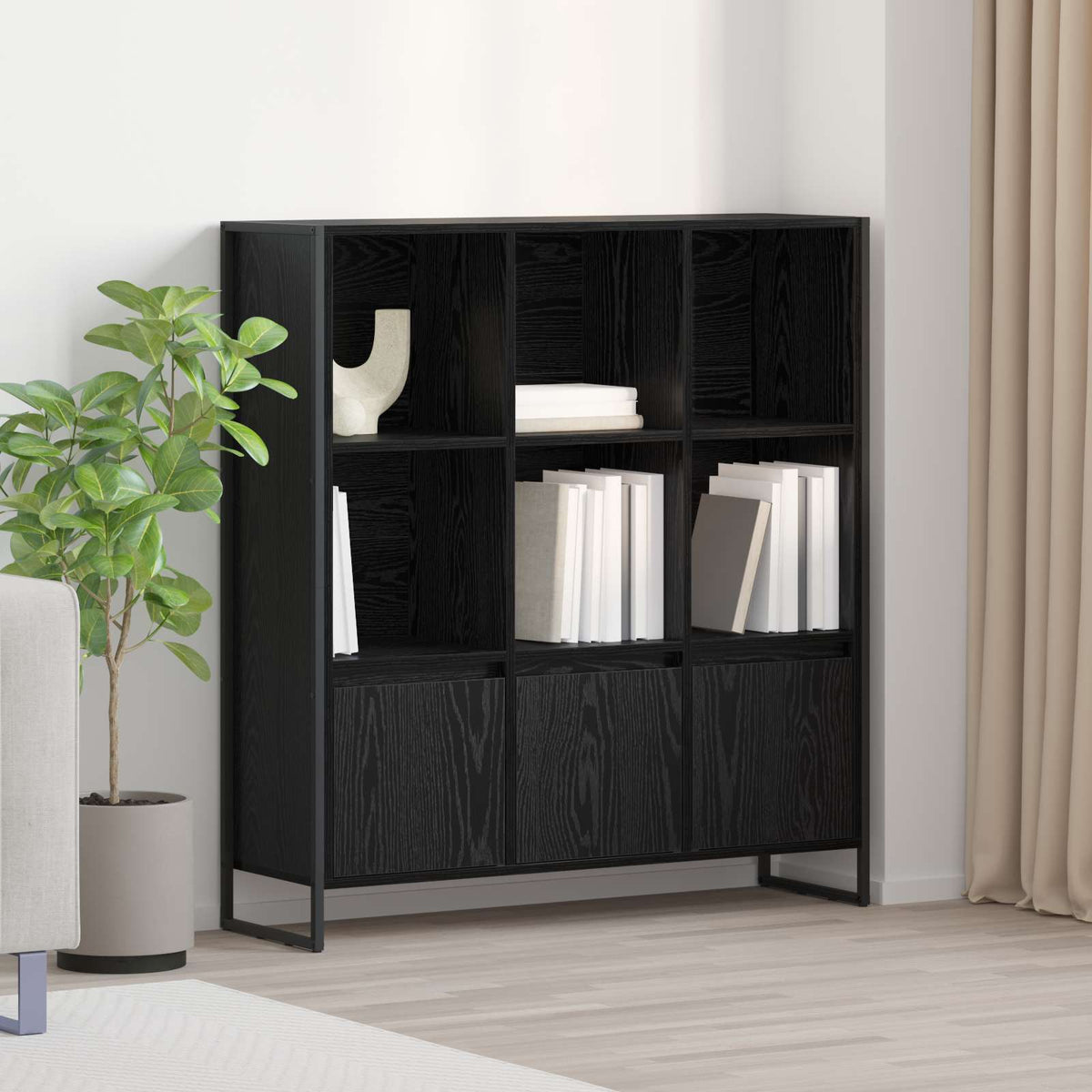 vidaXL Boekenkast 2 pcs Zwart Eiken 99,5 x 30 x 108,5 cm Bewerkt hout