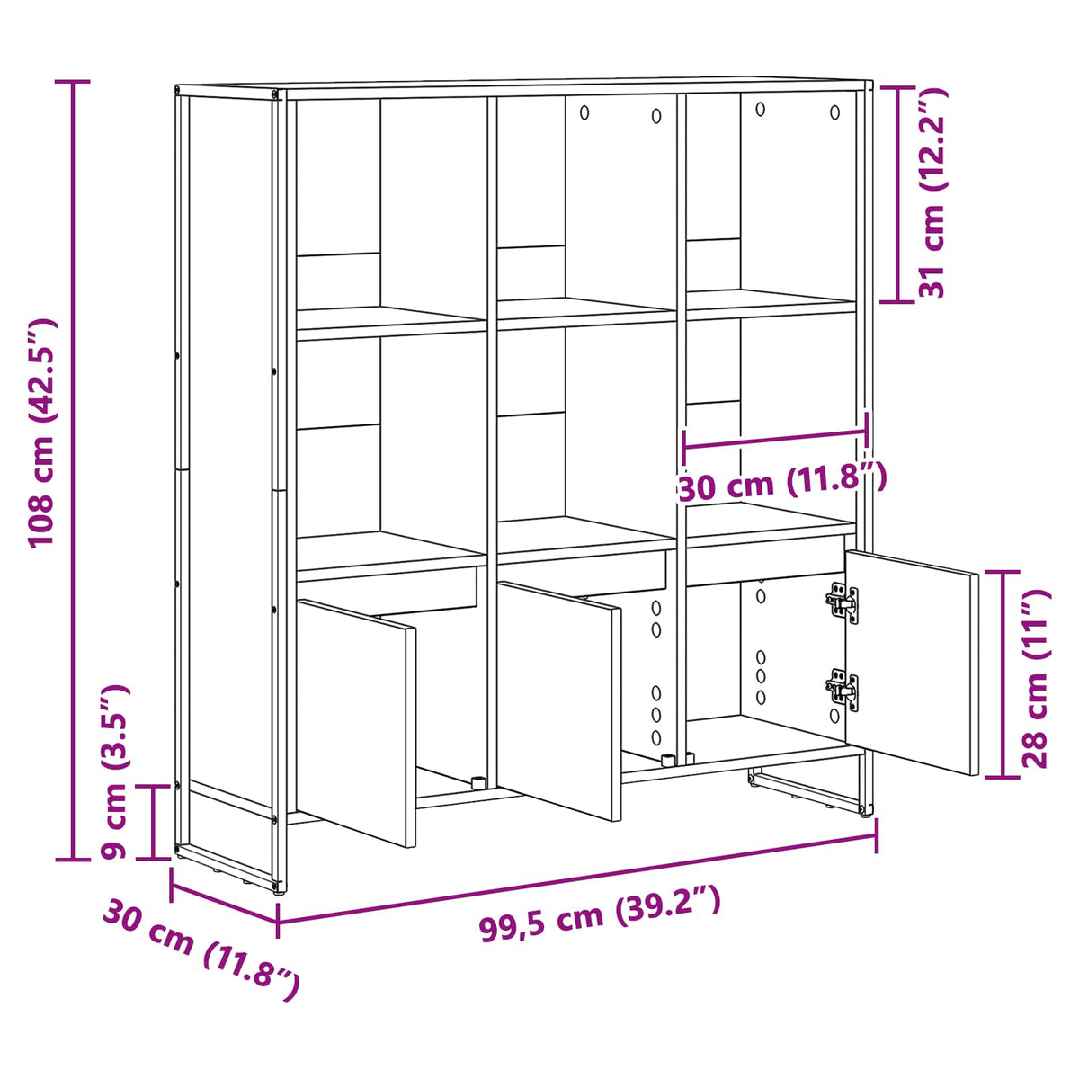 vidaXL Boekenkast 2 pcs Zwart Eiken 99,5 x 30 x 108,5 cm Bewerkt hout