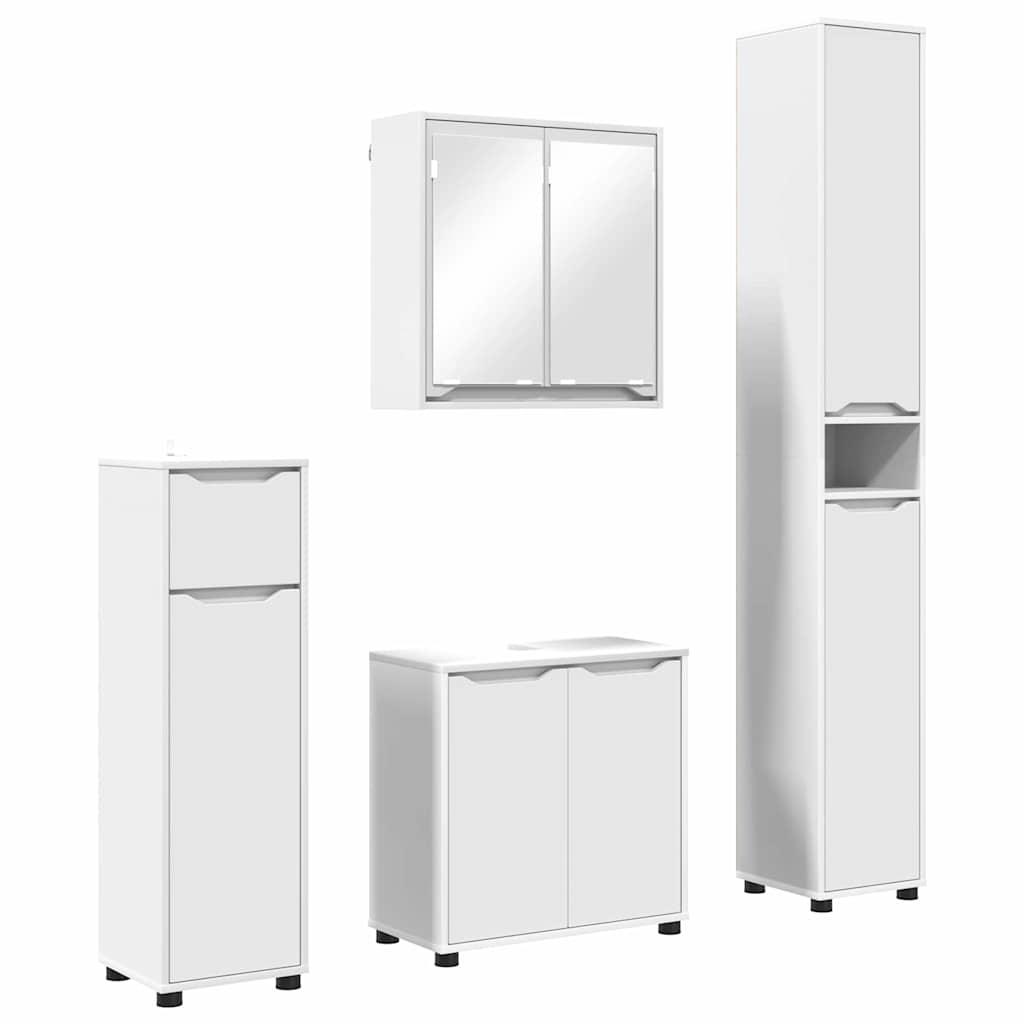 vidaXL Badkamermeubelset met lade met plank 4 pcs Wit Bewerkt hout