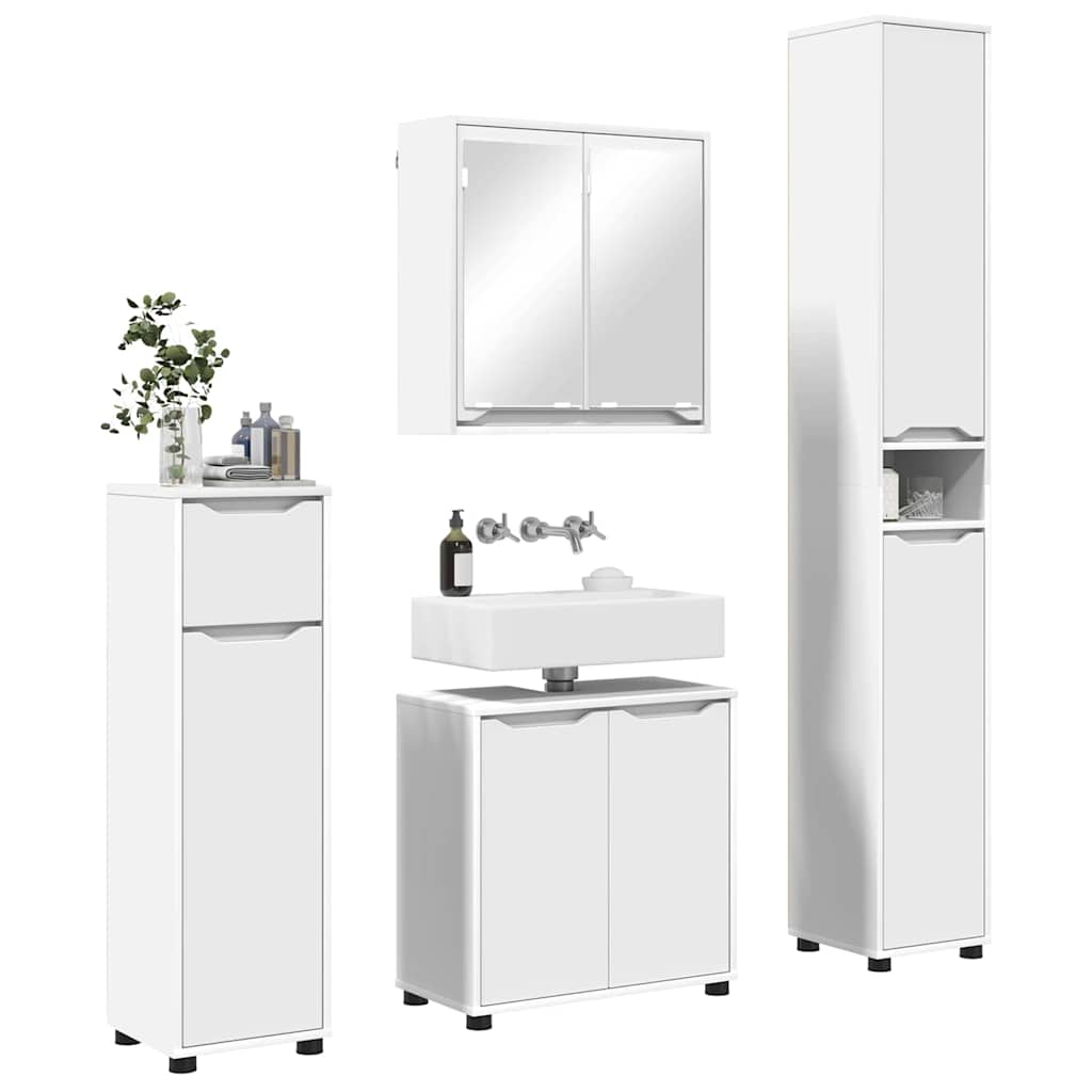 vidaXL Badkamermeubelset met lade met plank 4 pcs Wit Bewerkt hout