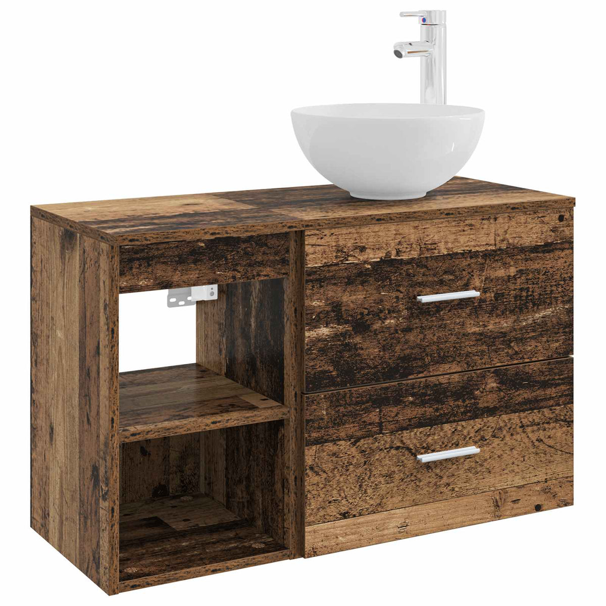 vidaXL Badkamermeubelset 2 pcs Wit Bewerkt hout