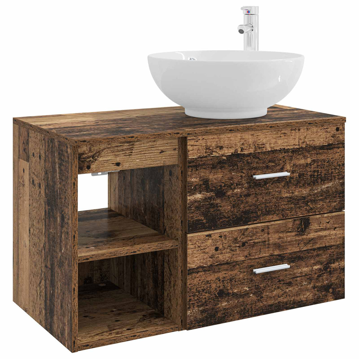 vidaXL Badkamermeubelset 2 pcs Wit Bewerkt hout