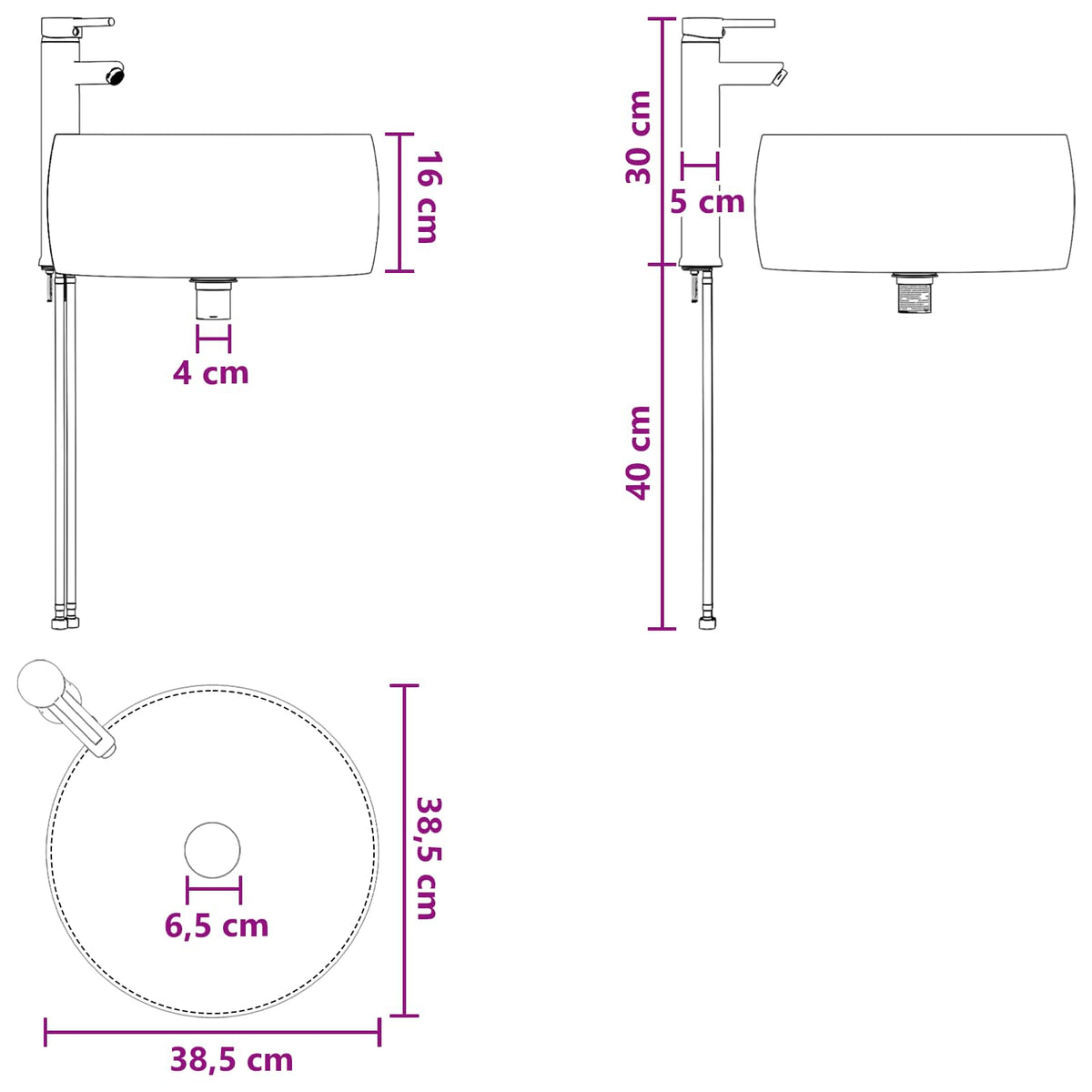 vidaXL Badkamermeubelset 2 pcs Wit Bewerkt hout