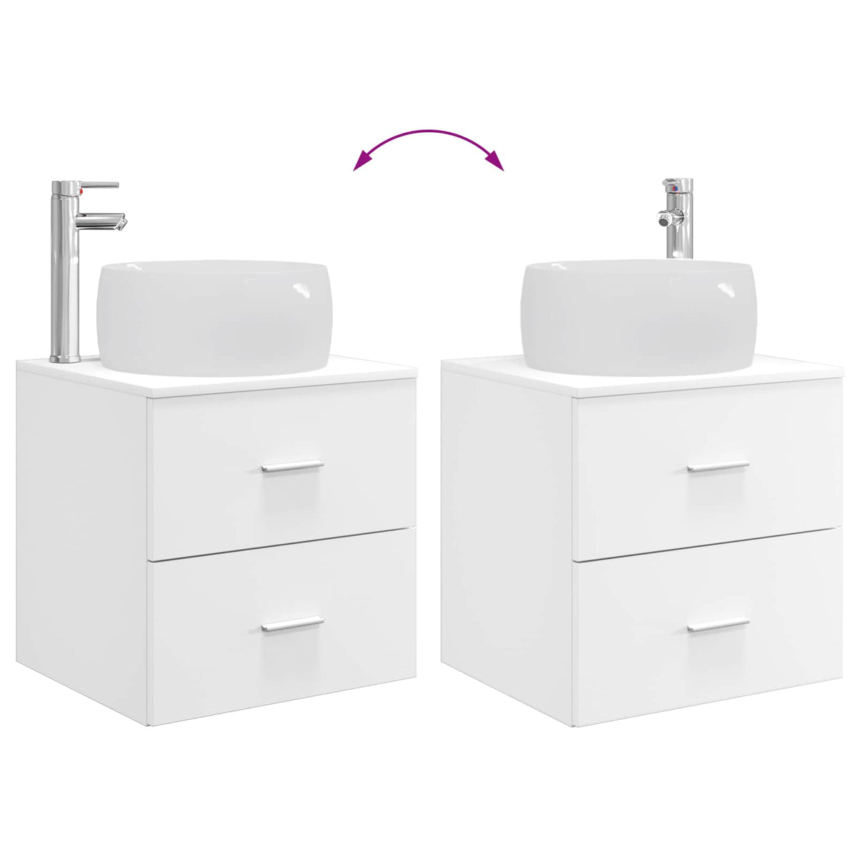 vidaXL Badkamermeubelset 2 pcs Wit Bewerkt hout