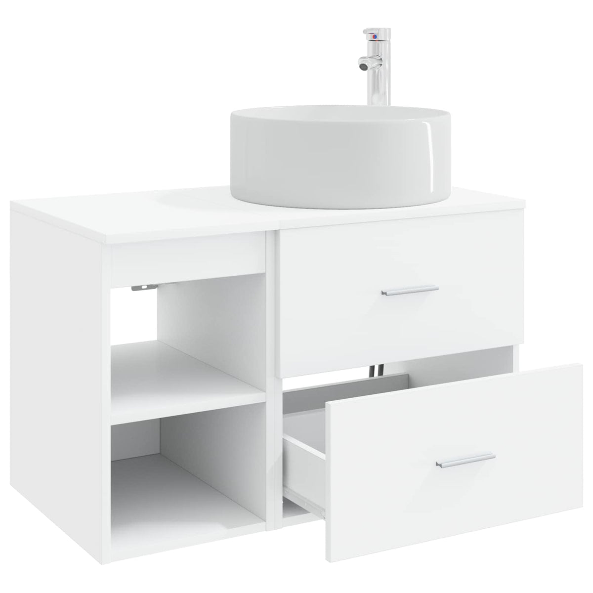 vidaXL Badkamermeubelset 2 pcs Wit Bewerkt hout