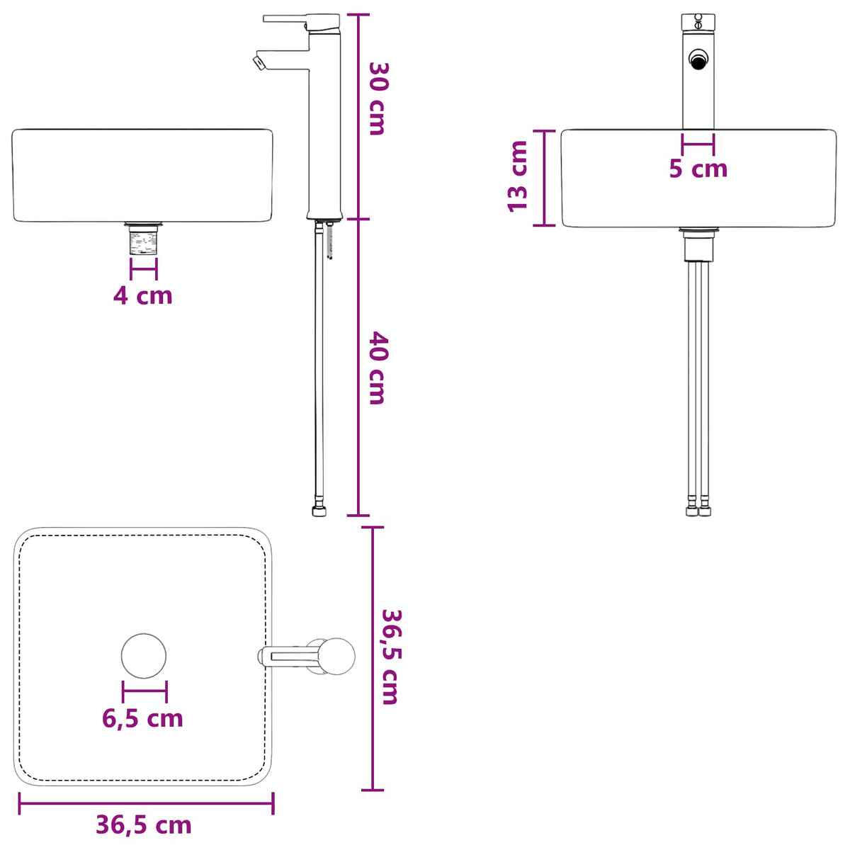 vidaXL Badkamermeubelset 2 pcs Wit Bewerkt hout