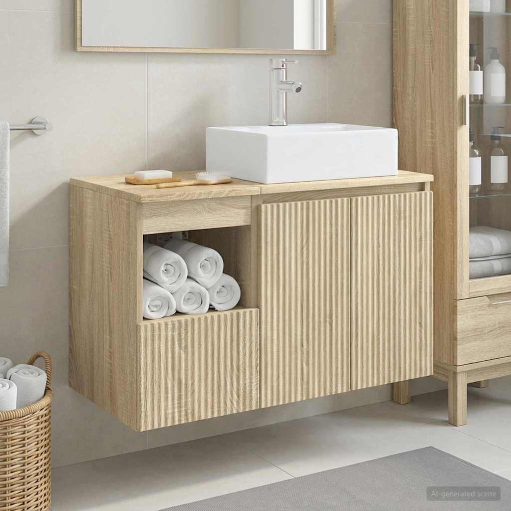 vidaXL Badkamermeubelset 2 st Wit Bewerkt hout